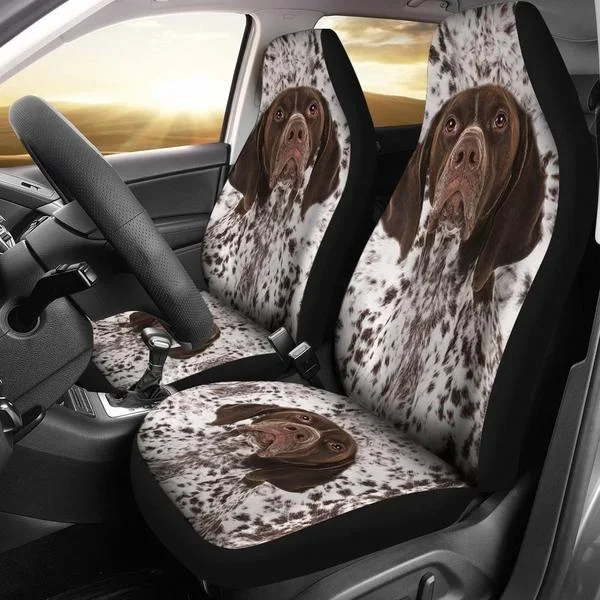 German Shorthaired Pointer Dog Print Car Seat Covers 2pcs Interior Accessories Printing Dirt Resistant Protective Seat Covers