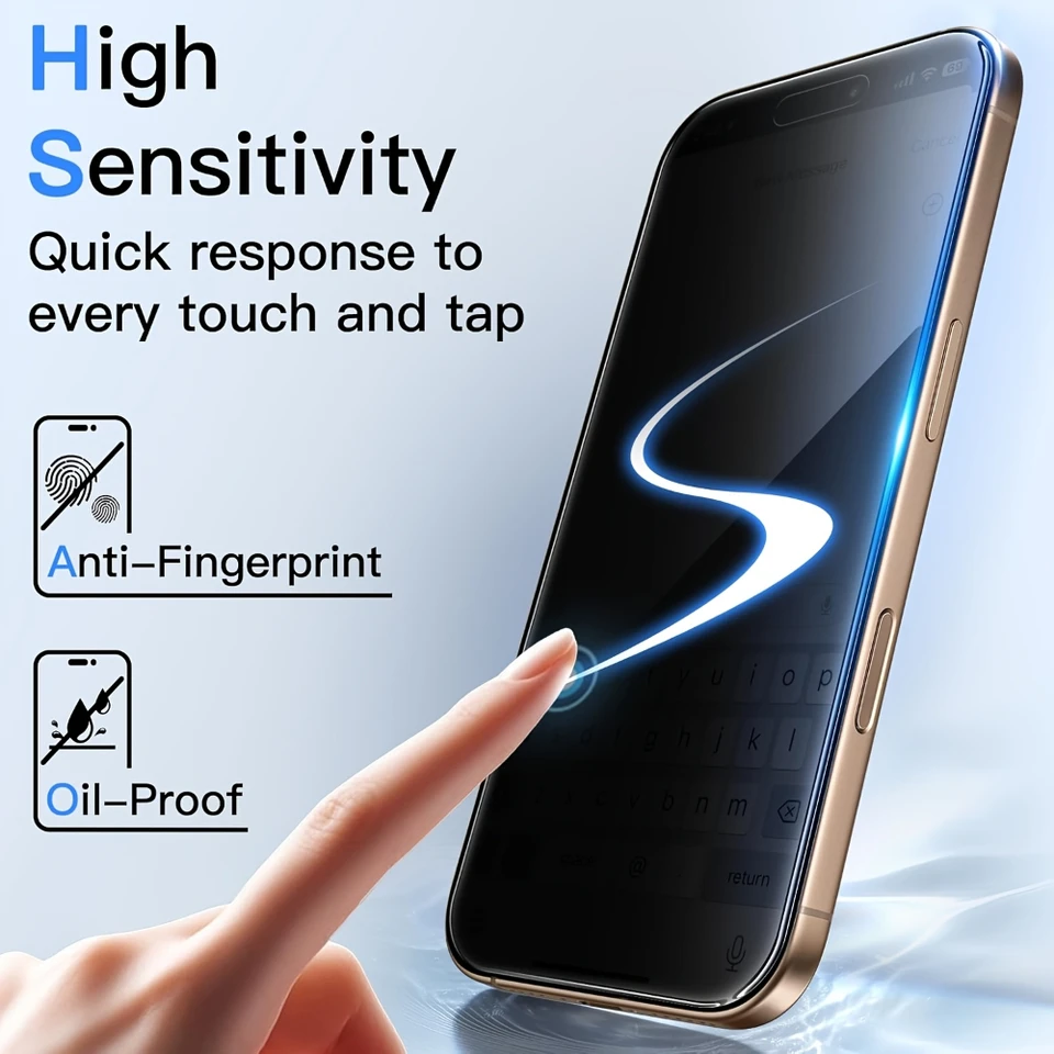 NNBILI 2 piezas protector de pantalla de vidrio templado de privacidad 360 grados, para iPhone 17 Pro Max 16 15 14 13 12 11 Pro 17e 4