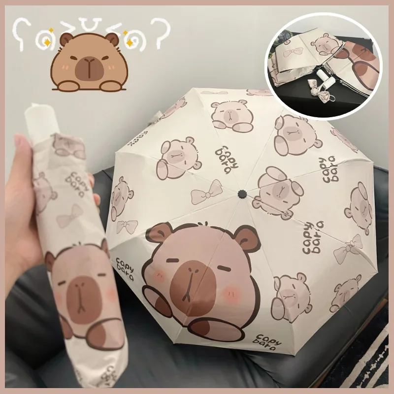 

Capybara Umbrella Cartoon Automatic Folding Umbrellas Fashion Student Portable Travel Sunshade Sunscreen Rain Parasol Gifts