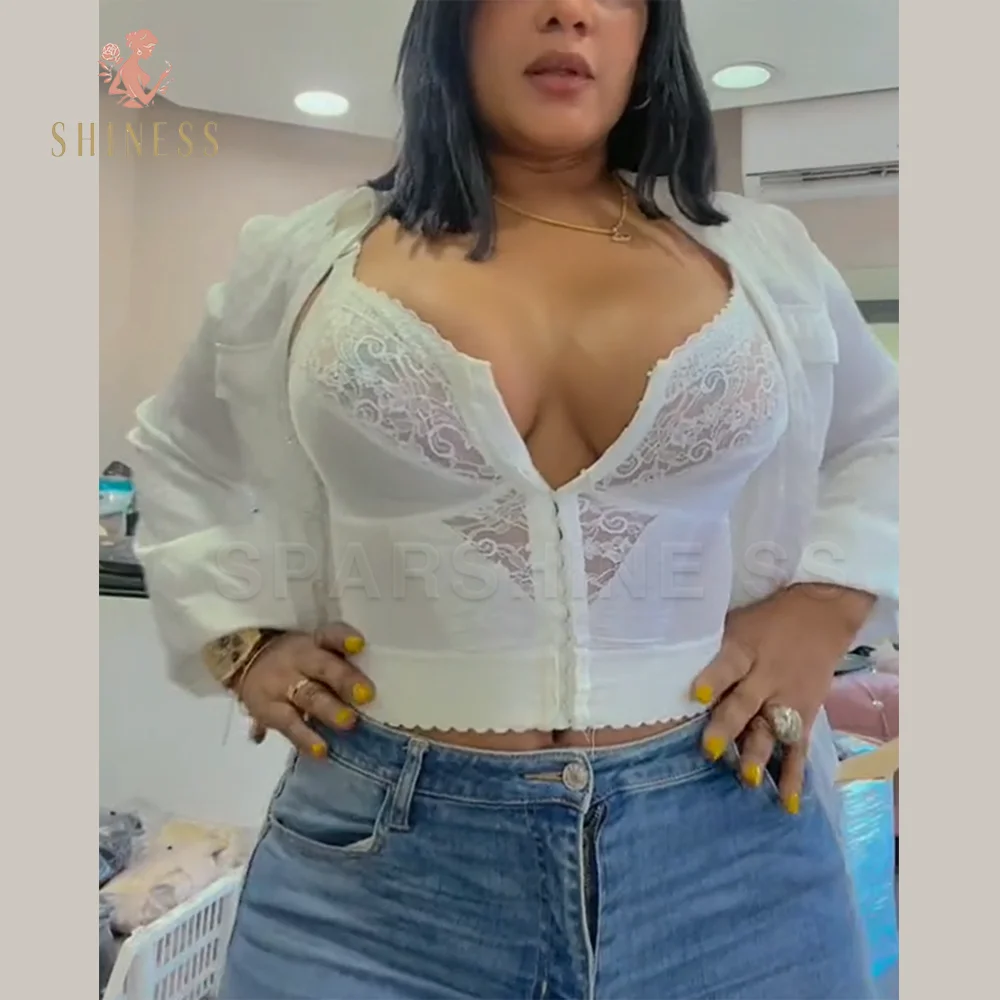 

Woman Sexy Underwear Without Steel Ring Lace Design Gathered Bra Large Size Front Buckle Comfort Lingerie Fashion Tops Mujer
