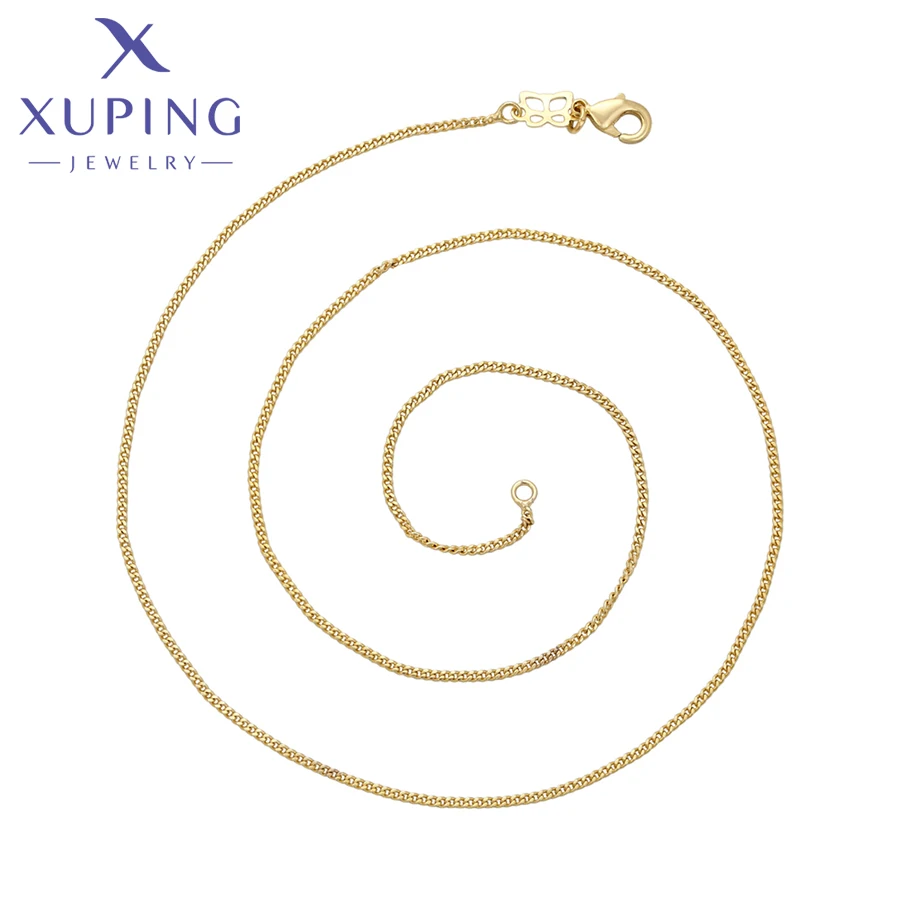 Xuping Juwelier ketten 45cm einfaches Zubehör Kupfer legierung hellgold farbige Kette Halskette für Frauen s00143846