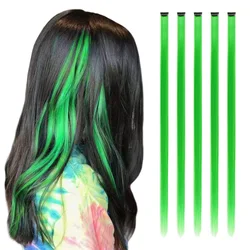 Synthetische 5PCS kleurrijke haarextensies Feesthoogtepunten Kleurrijke clip-in haarextensies Rechte haarstukken voor damesmeisjes