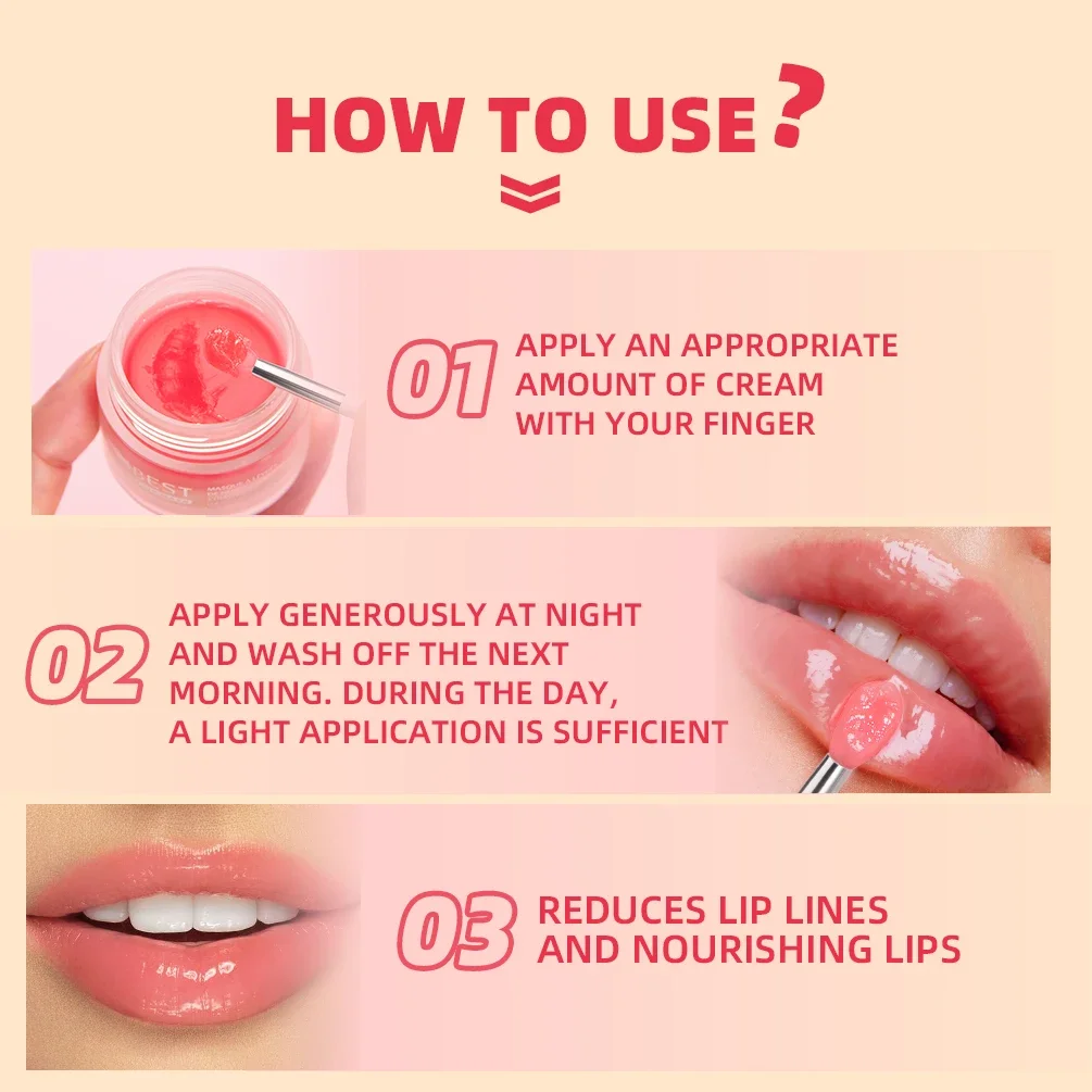 QIBEST Lip Sleeping Mask Soften Cracking Lip Dead Skin Remover Dry Lips Treatment Exfoliant For Lips Nourish Jelly Lip Mask 22g
