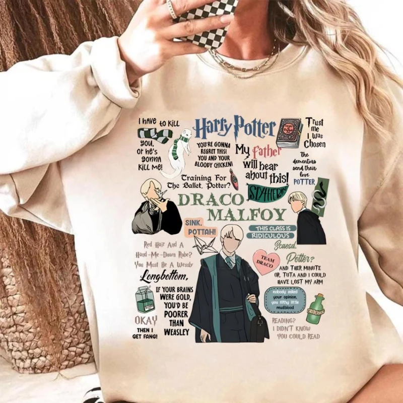Camiseta vintage Draco Malfoy Potterhead, regalo de Harry Potter, camisa mágica de mago, top estético Draco, camiseta para fanáticos de la película Wizard, fan HP