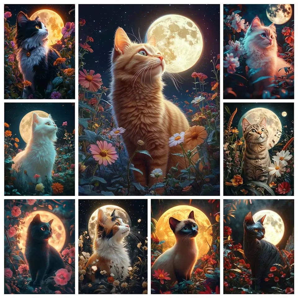 

500/1000/1200/2000PCS Jigsaw Puzzle Cat Moon Animal Portrait Art For Adults Great Weekend Relaxation And Family Fun