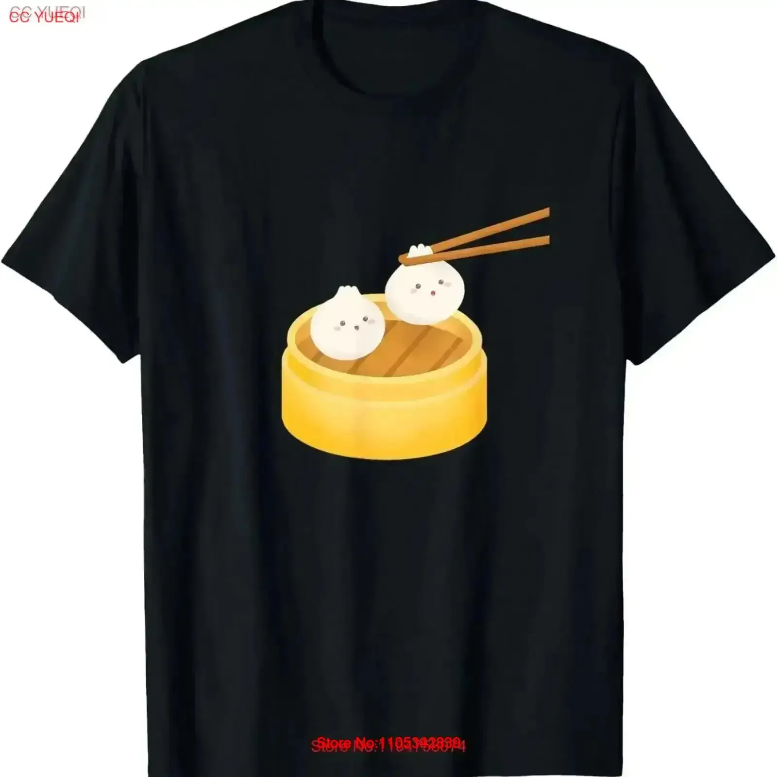 Kawaii Cute Xiao Long Bao Bun Dim Sum Dumpling Asian Foodie T-Shirt Vintage Washed Streetwear Stretched Soft Homme Fashion
