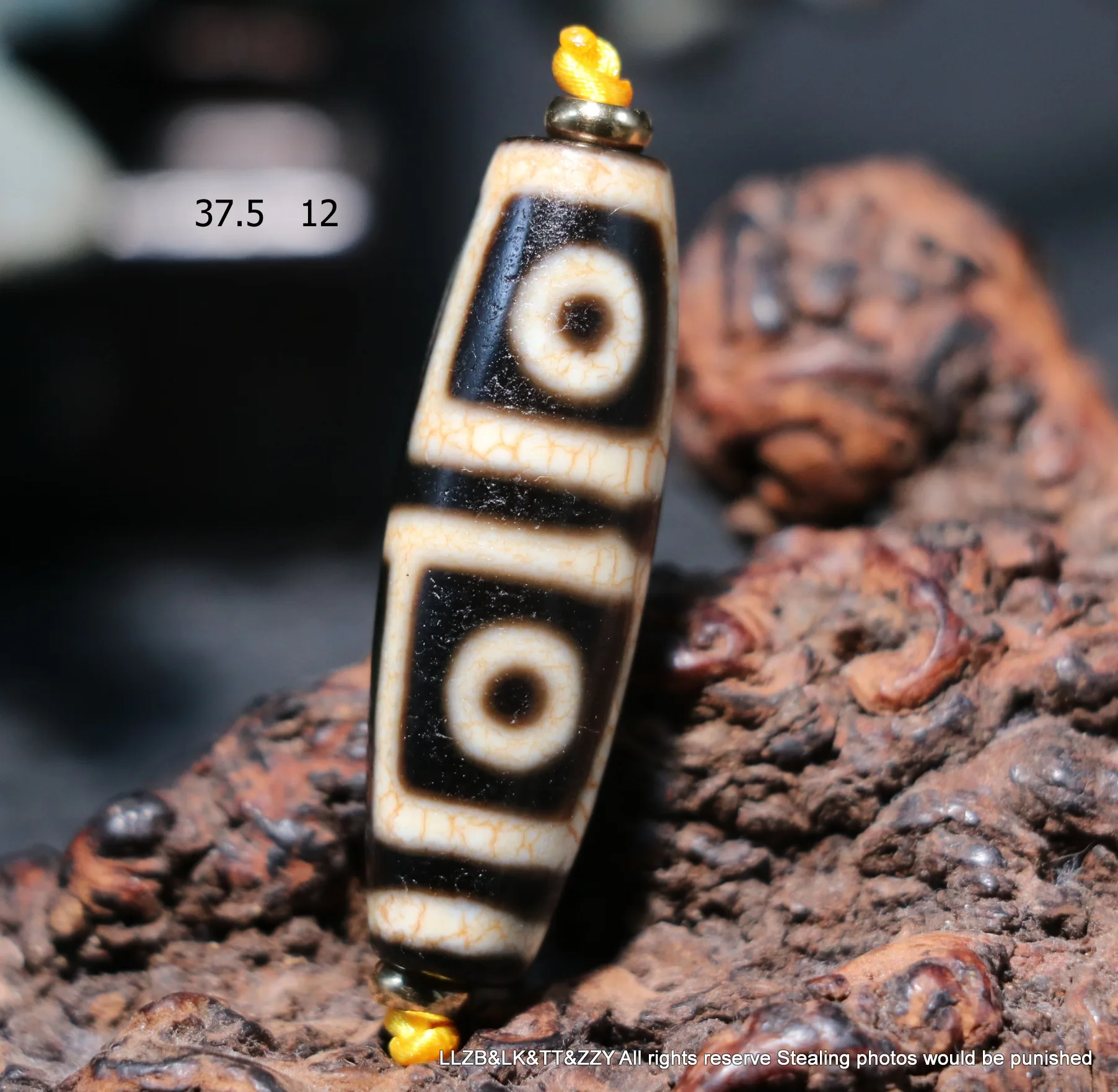 LKbrother Talisman Energy Tibetan old Agate Ivory Color Patina Fold Line 4 Eyed dZi Bead Totem Aaa FRZZY UPD220917A01