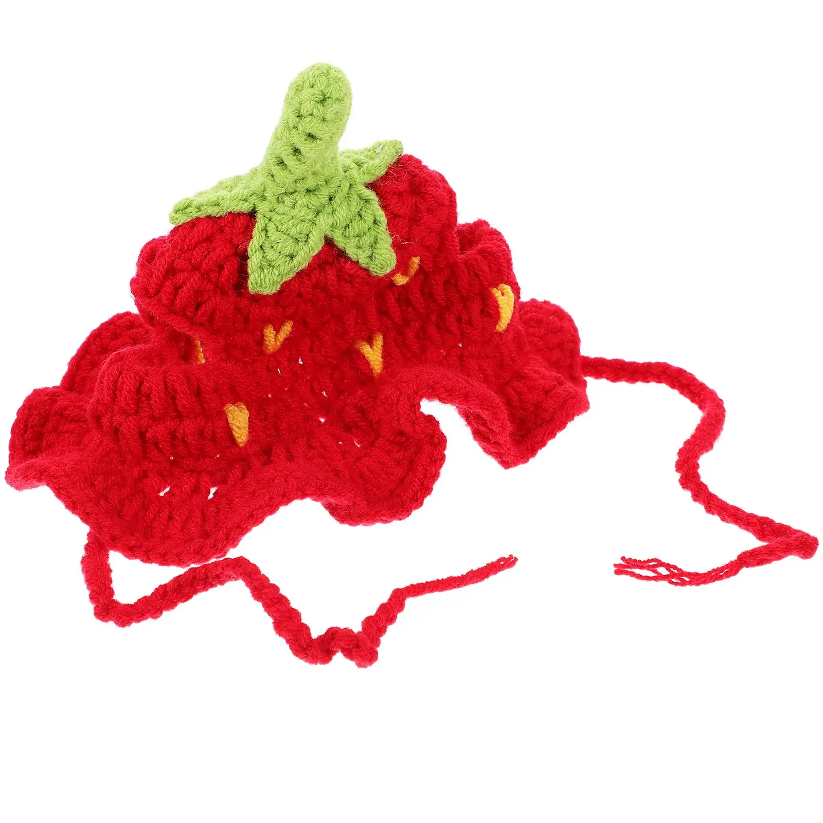 

Strawberry Pet Cat Headdress S Size Adjustable Elastic Band Cat Dog Costume Party Accessory Cartoon Cap Headwear