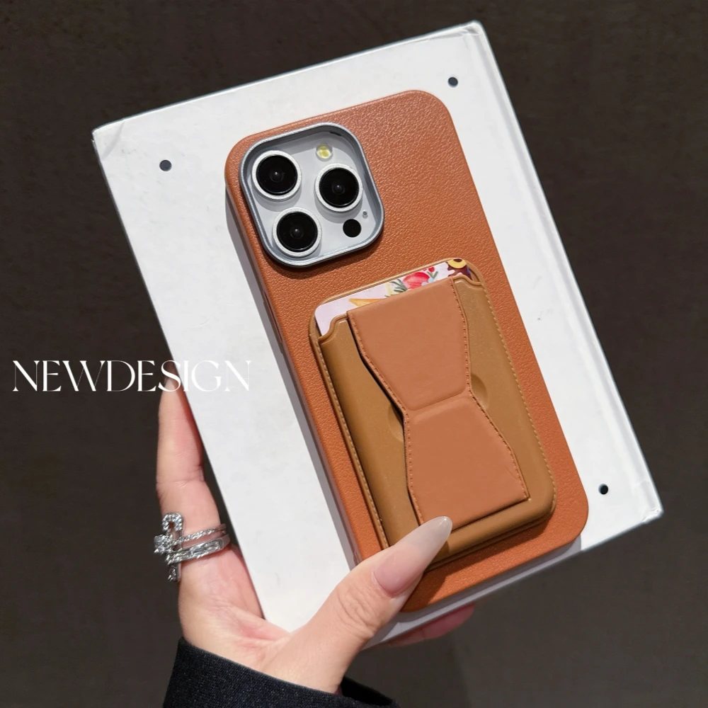 

Card Slot Pocket Wallet Bag Phone Case For iPhone 16 15 14 13 12 11 Pro Max X XS XR 7 8 Plus with Bracket Stand Holder Cover