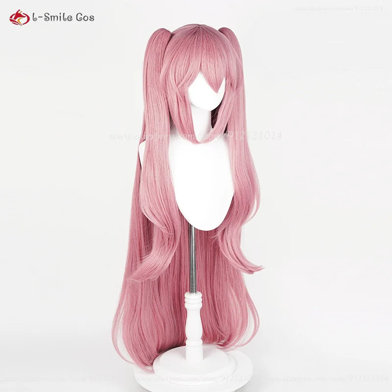 Krul Tepes-Peluca de Cosplay de Anime, pelo sintético resistente al calor, peluca Rosa larga con 2 pinzas de cola de caballo, pelucas de Halloween + gorro, 110cm