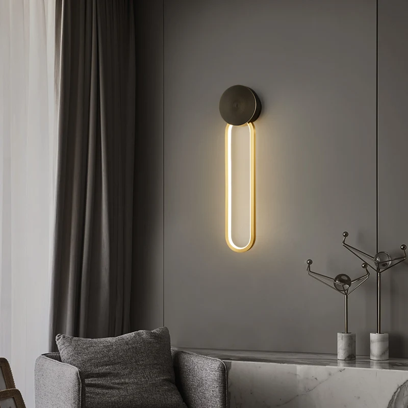 SOFEINA-Lámpara LED de pared de latón negro, iluminación de lado de cobre de 3 colores, decoración creativa Simple para el hogar y la sala de estar