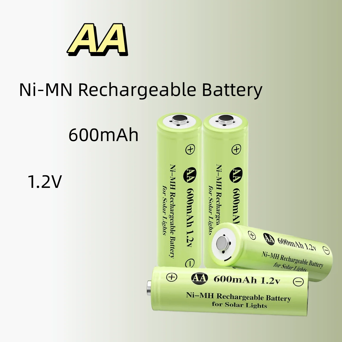 AA 1.2V 600mAh Ni-MH Rechargeable Solar Batteries 4 Pack For Outdoor Garden Lights String Pathway Lights