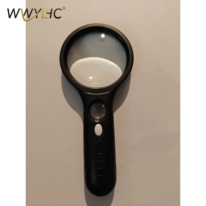 Suitable for 6902AB Black and White with 6903 Portable 3LED Double Lens Glass Magnifying Glass