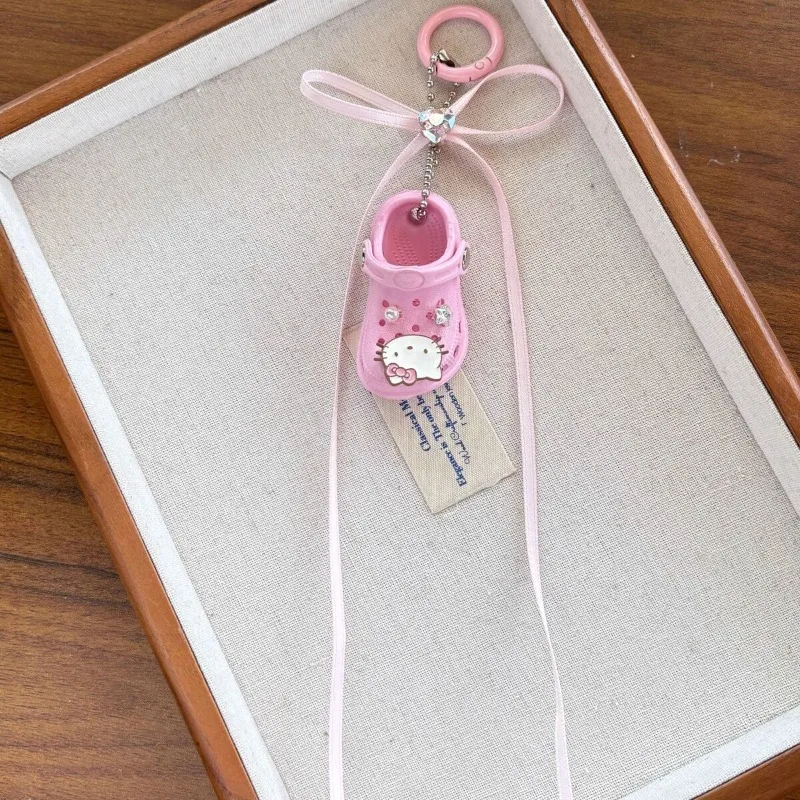 Cute Cartoon Mini Slipper Keychain Kawaii Cat Design Tiny Shoe Charm Bag Purse Decoration For Women Teens Girls Gift wholesale