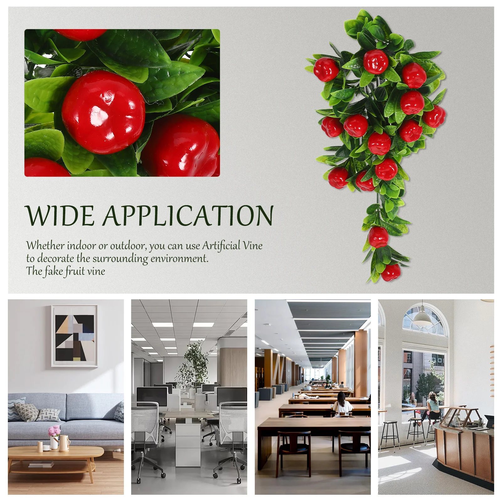 

2Pcs Artificial Hanging Fruit String Green Leaf Vine Wall Hanging Simulation Fake Fruit String Reusable Lightweight