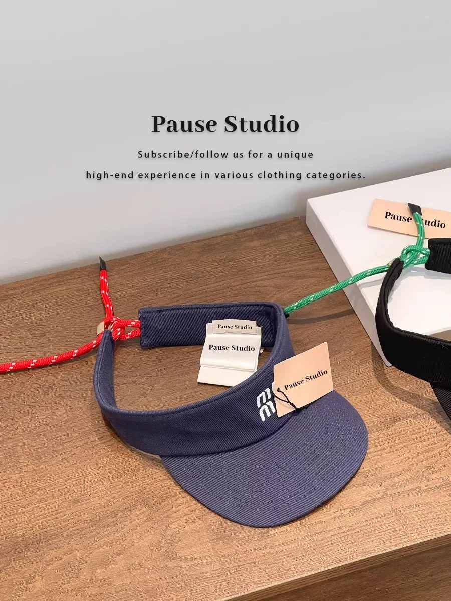 cece-store-recommended-women's-m-letter-embroidery-drawstring-empty-top-hat-versatile-simple-sun-protection-wide-brim-cap