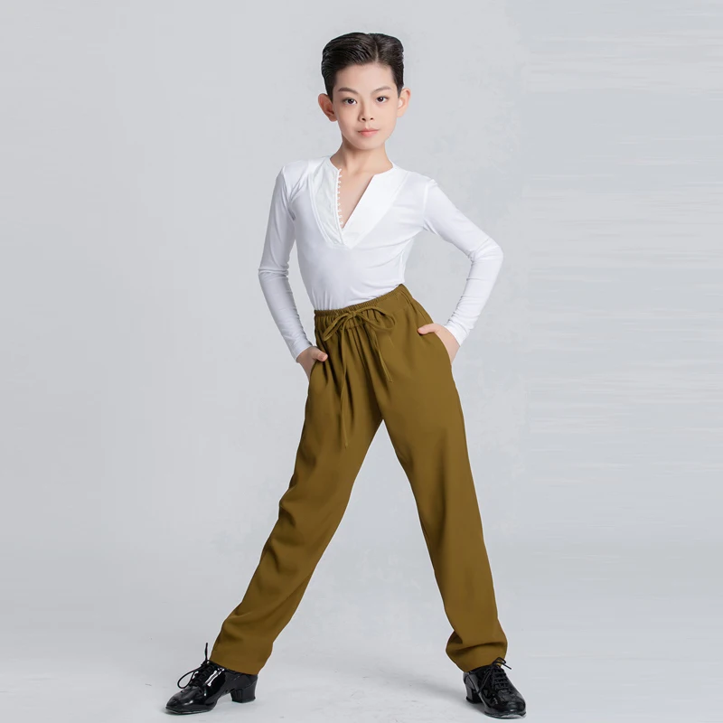 Vêtements de danse latine pour enfants, vêtements d'entraînement pour garçons, Costumes de spectacle de compétition de valse, chemise et pantalon, costume Cha Samba XH1160