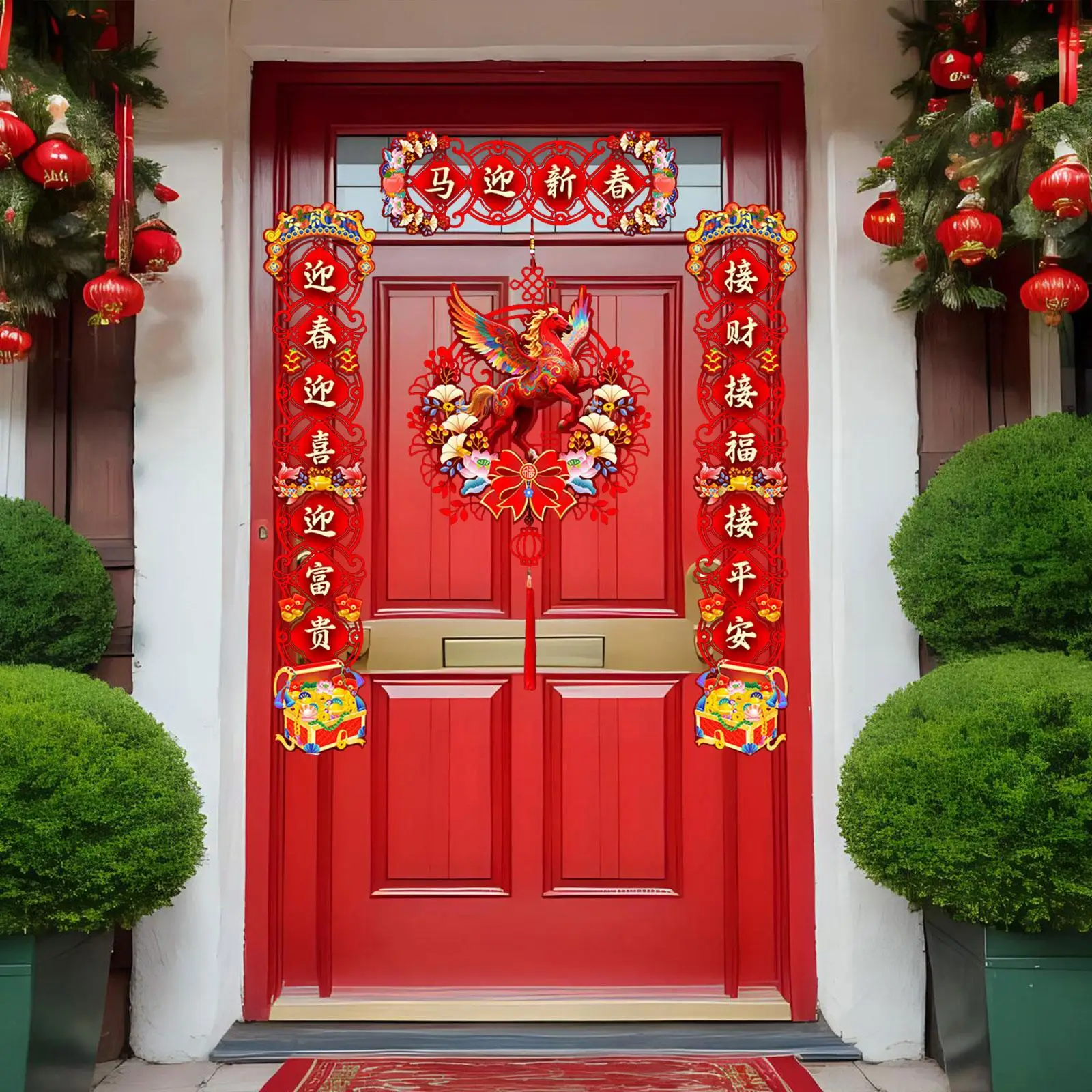 2026 مقاطع السنة القمرية الجديدة الطابع الصيني الصين الحصان مهرجان الربيع الديكور ملصقات الزخرفية لنافذة مكتب الحائط