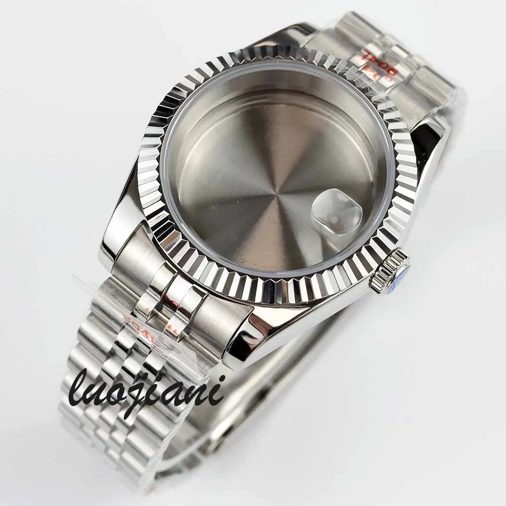 

36mm/39mm sapphire silver watch case stainless steel waterproof fit datejust NH35 NH36 movement 28.5mm dial jubilee bracelet