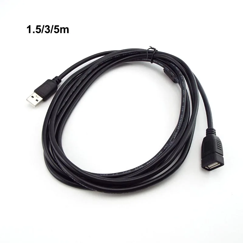 

1.5/3/5m Black USB 2.0 Male to type A Female Extension Extender connector power Data transmission M/F Adapter Cable wire lead