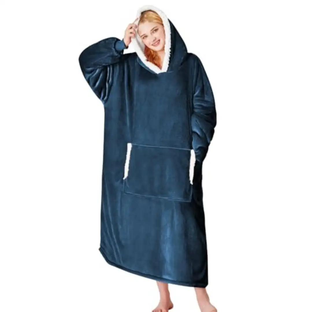 Wearable blanket-style hoodie, flannel snowflake-print blanket-style sweatshirt (unisex), oversized, soft, and comfortable blank
