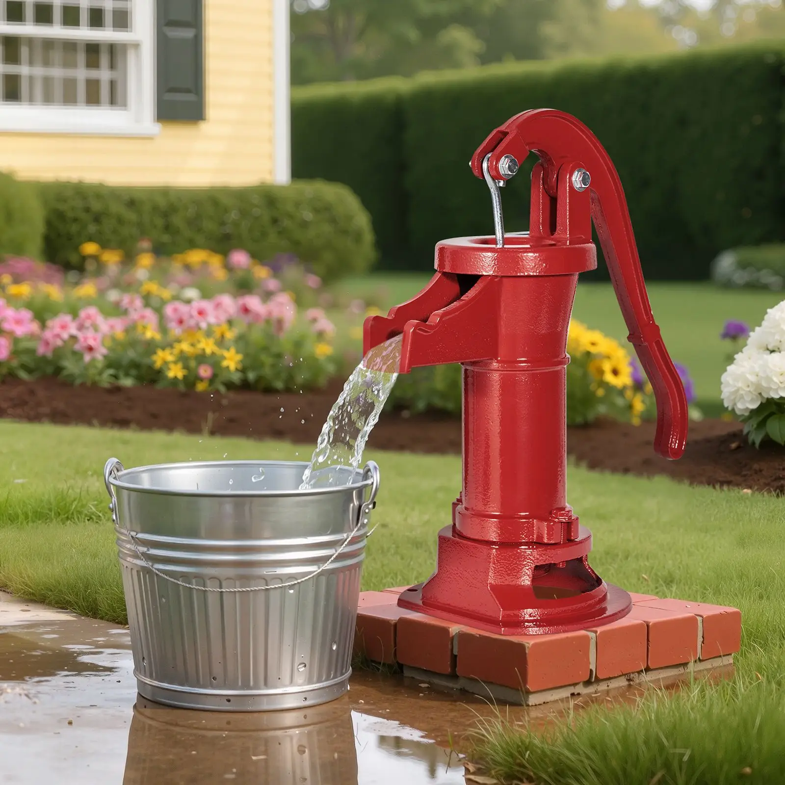 Well Hand Pitcher Pump, 25 ft Maximum Lift, Antique Cast Iron Manual Hand Water Pump, NPT 1-1/4 in Connection, Easy Installation