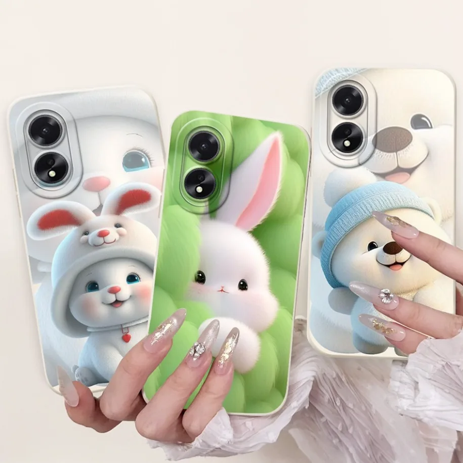 For OPPO A18 Case CPH2591 Silicone Cover Creative Rabbit Shockproof Coque Soft Phone Funda For OPPO A38 CPH2579 A 38 A 18 Bumper