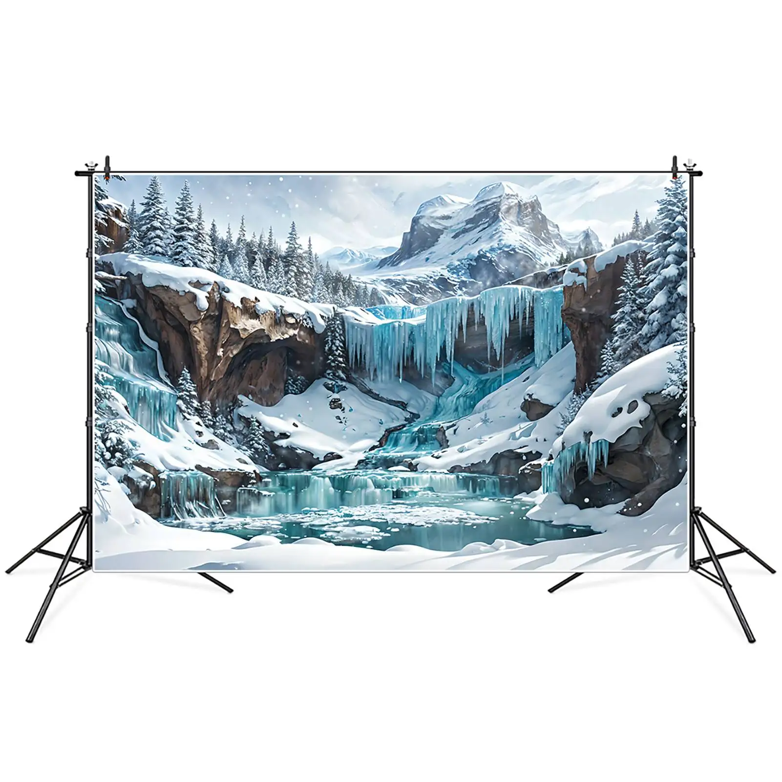 Fundos fotográficos personalizados do Photobooth para crianças, cenários, neve, floresta, gelo, cachoeira, fotografia, inverno, decoração
