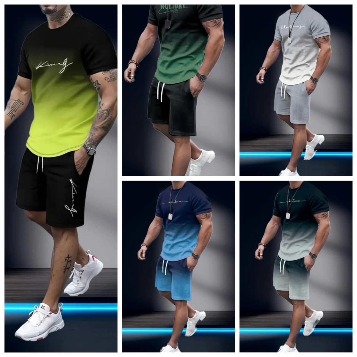 

New Men's Summer Sportswear in 2025/26 Single-piece Fashion Suits Casual Wear 3D Printed T-shirts and Shorts