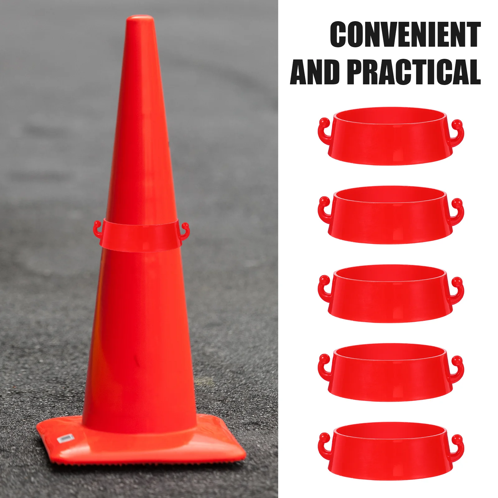 Catena da costruzione per parcheggio con collare per barriera stradale in plastica con connettore a cono stradale da 10 pezzi