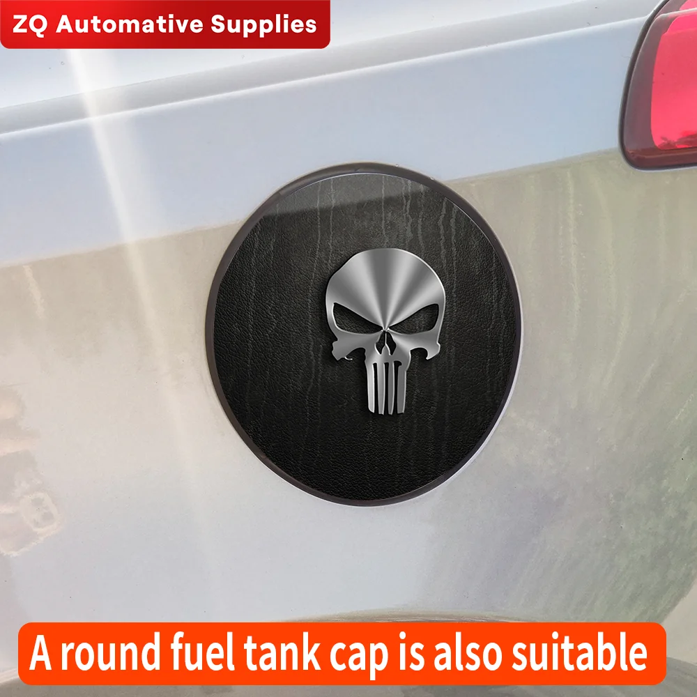 Calcomanía de Punisher para tirar del tanque de combustible del coche, pegatinas divertidas impermeables, protector solar, calcomanía para tirar del combustible, accesorios exteriores