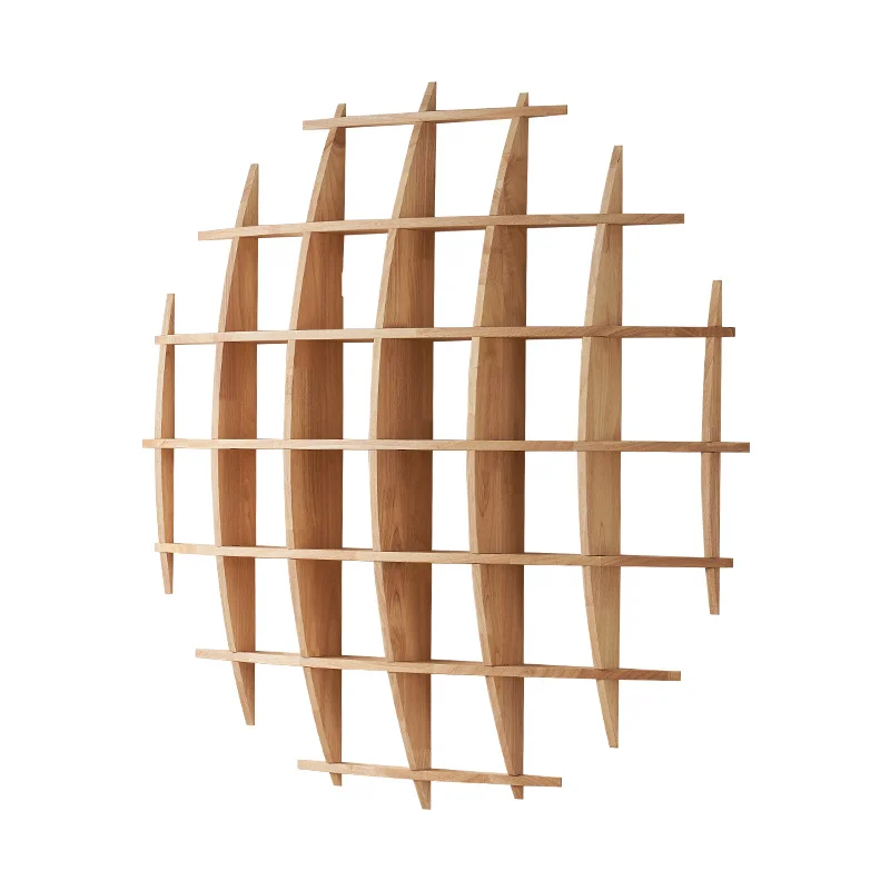 Chinese Style Wall Shelf Solid Wood Display Cabinet for Tea Sets Round Floating Curio Shelf Handcrafted Cup Holder Wall Decor - Image 6