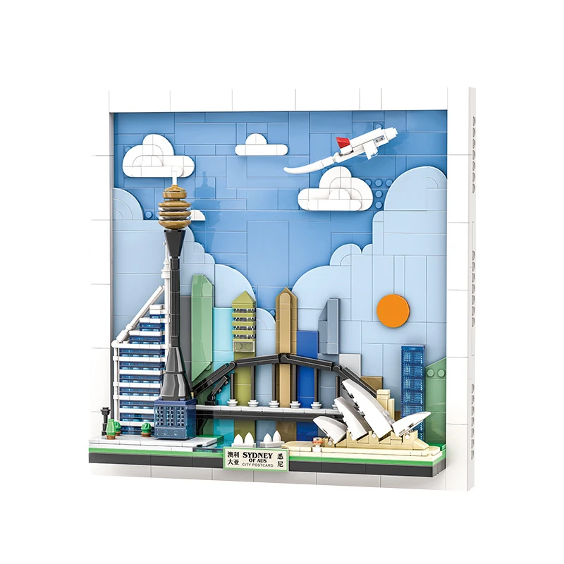 

Sydney City Postcard Mini Particle Building Blocks Assembly Ornament Toy Urban Puzzle Educational Playset for Kids