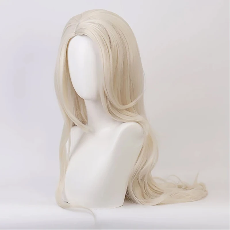 Hairjoy Frauen langen Mittelteil lockige blonde Elsa Cosplay Perücken hitze beständiges synthetisches Haar