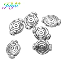 Juya 30pcs/lot Wholesale 8mm Metal Beads Antique Gold Silver Plated Charm Beads For DIY Natural Stones Needlework Jewelry Making