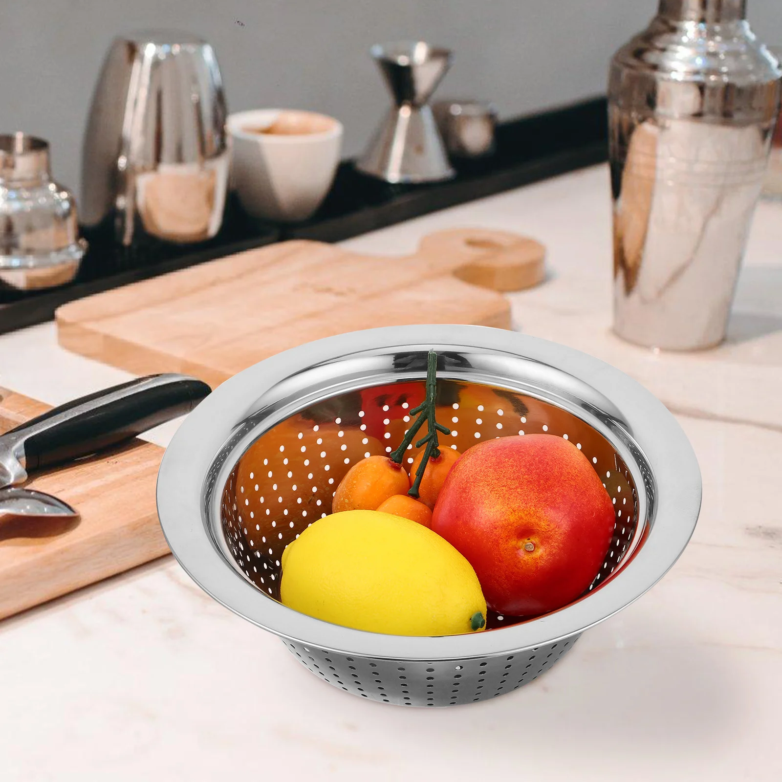 

3Pcs Stainless Steel Colander Bowl Thickened Deepened Design Rice Washing Strainer Fruit Vegetable Washing Basin Kitchen Drain