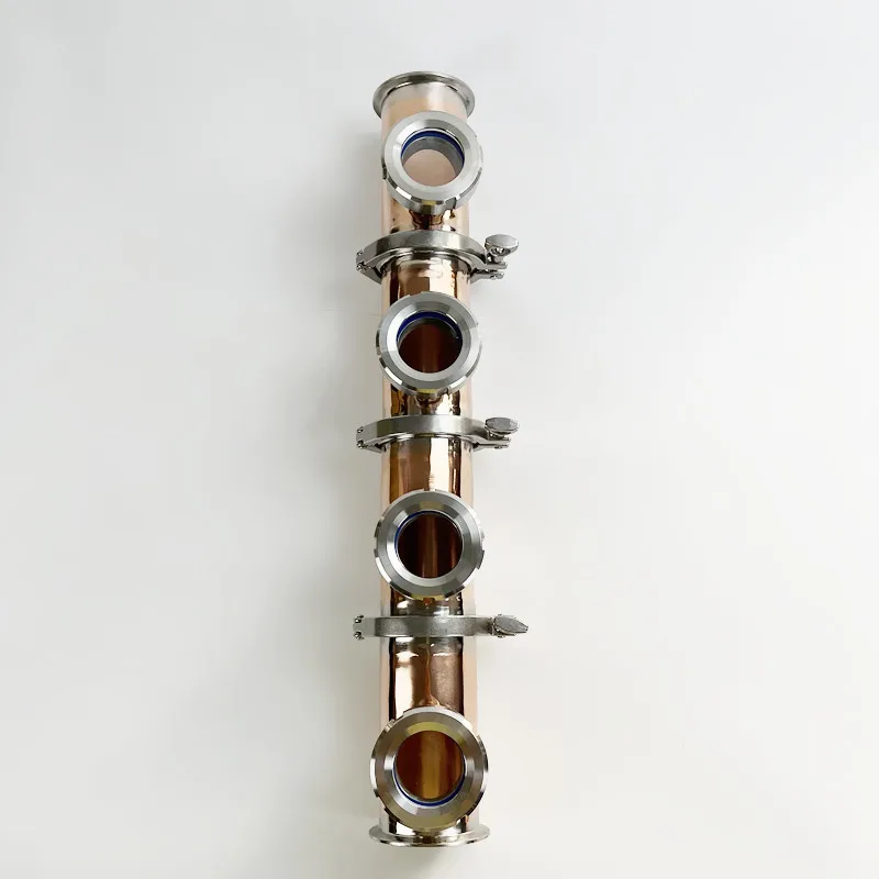 3 "(76mm) OD91mm miedziany celownik szklany Union*4, trójnik z potrójnym zaciskiem 3 "x 3" x 2" z zestawem miedzianych bąbelków kolumna soczewki destylacyjnej dla Homebrew