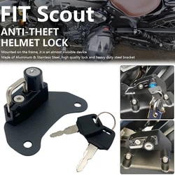 Motorcycle Helmet Lock Side Frame Mounting Anti-theft Protection With Key For Indian Scout Sixty Rogue Bobber Twenty 2015-2023