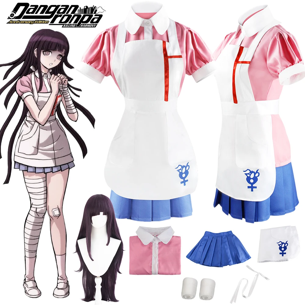 

Аниме Mikan Tsumiki Косплей Костюм Парик Danganronpa Dangan Ronpa Despair Ultimate Медсестра Униформа Горничной Наряд Женский Хэллоуин