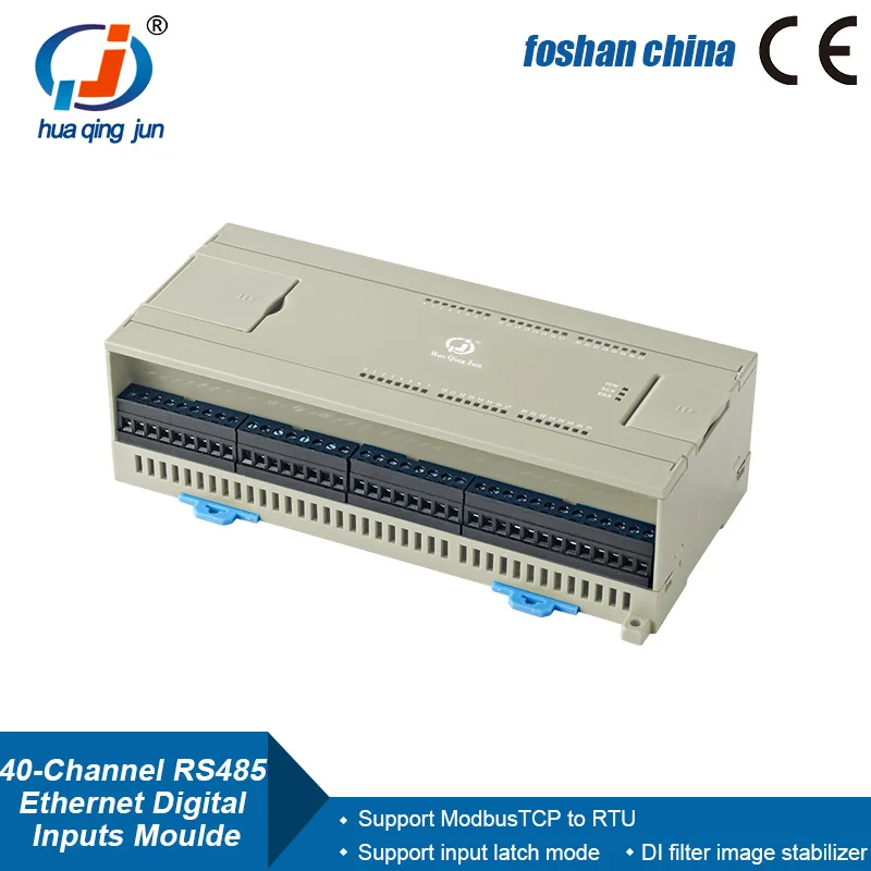 Huaqingjun 40-Channel RS485 Ethernet Digital Inputs Module Modbus RTU/TCP Data Acquisition DI Module for Proximity Switches