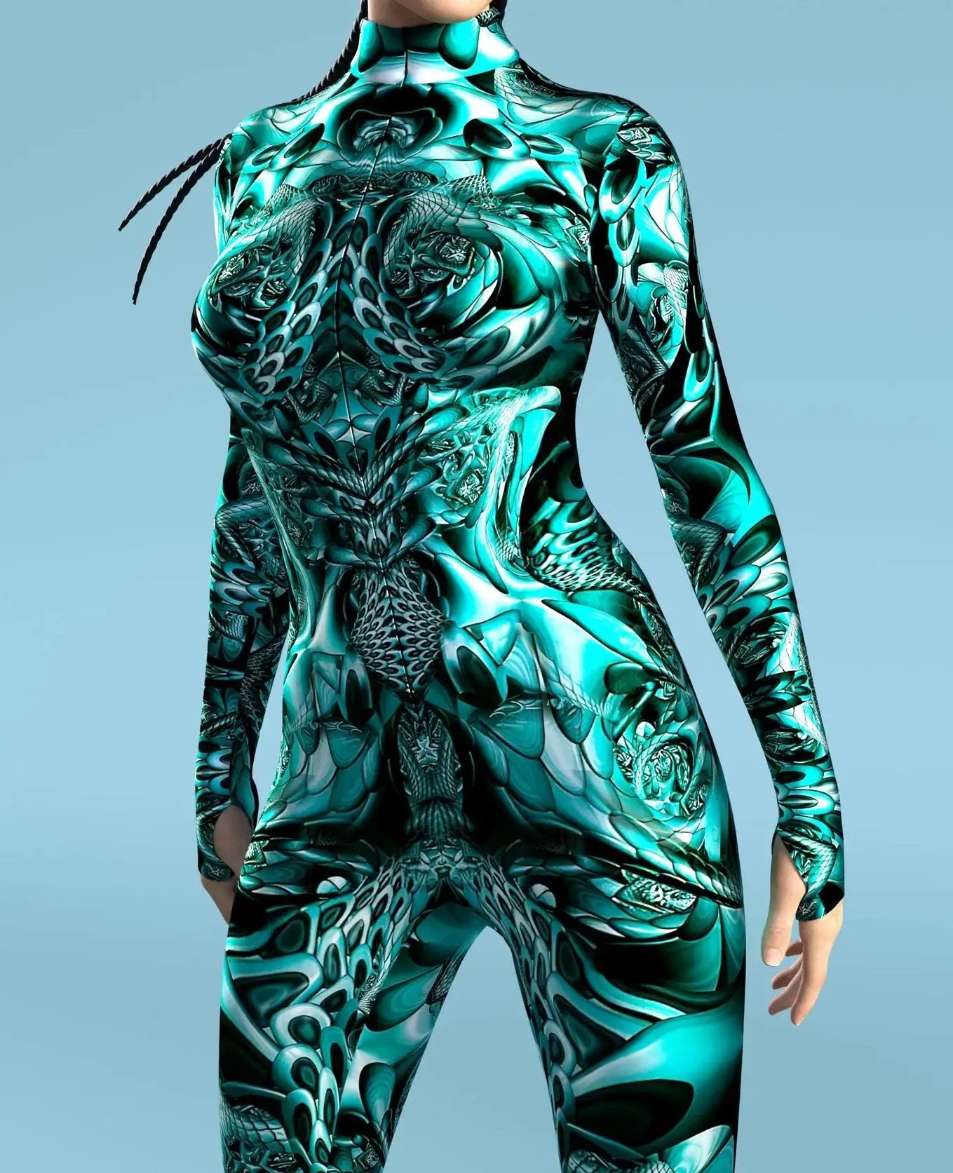 Armour Cyber Damen Cosplay Punk Jumpsuit Kostüm für Feiertage, Halloween-Party, Ausgefallene Aufführungen, Bodysuits, Rompers, Zentai – Detail 3
