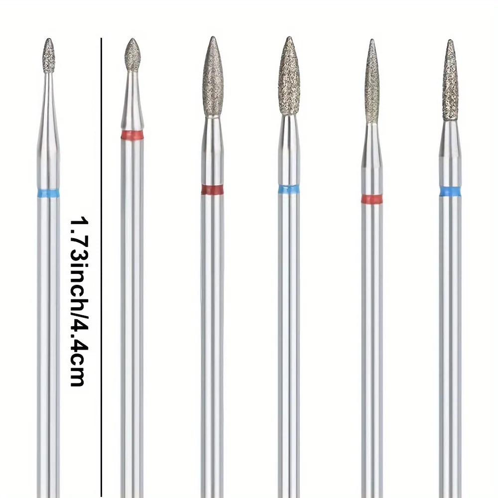 6 unids/set de limas de uñas de arena de diamante, broca para pulir cutículas, cabezal de pulido de uñas, juego de manicura eléctrica para quitar acrílico
