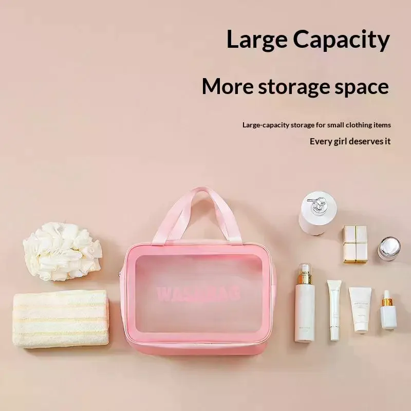 Dry-wet Separation Double Transparent PU Makeup Bag Portable Washing Bag Cosmetic Storage Bag Travel Fitness Swimming Essentials