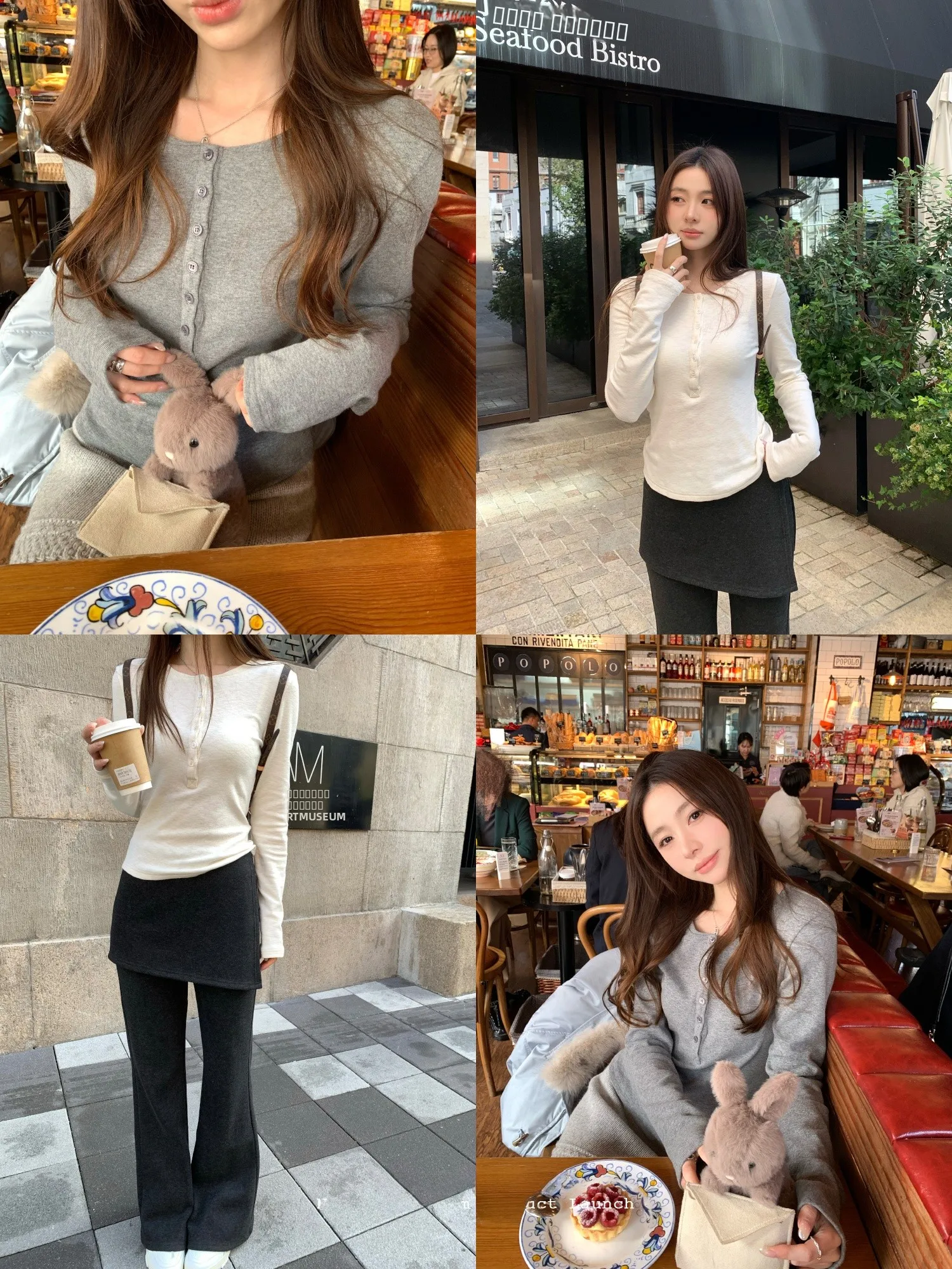 

Женская футболка Y Studio с круглым вырезом и флисовой подкладкой, повседневная, на пуговицах, базовый слой, белая, Зима 2025