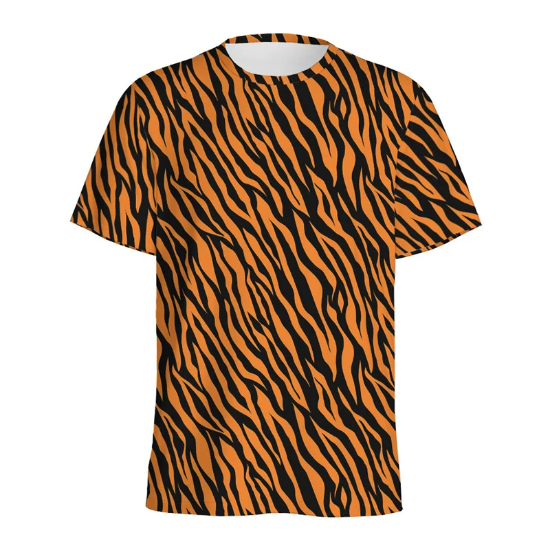 Maglietta stampata in 3D a righe tigre colorata per uomo maglietta grafica mimetica Streetwear magliette larghe estive a maniche corte