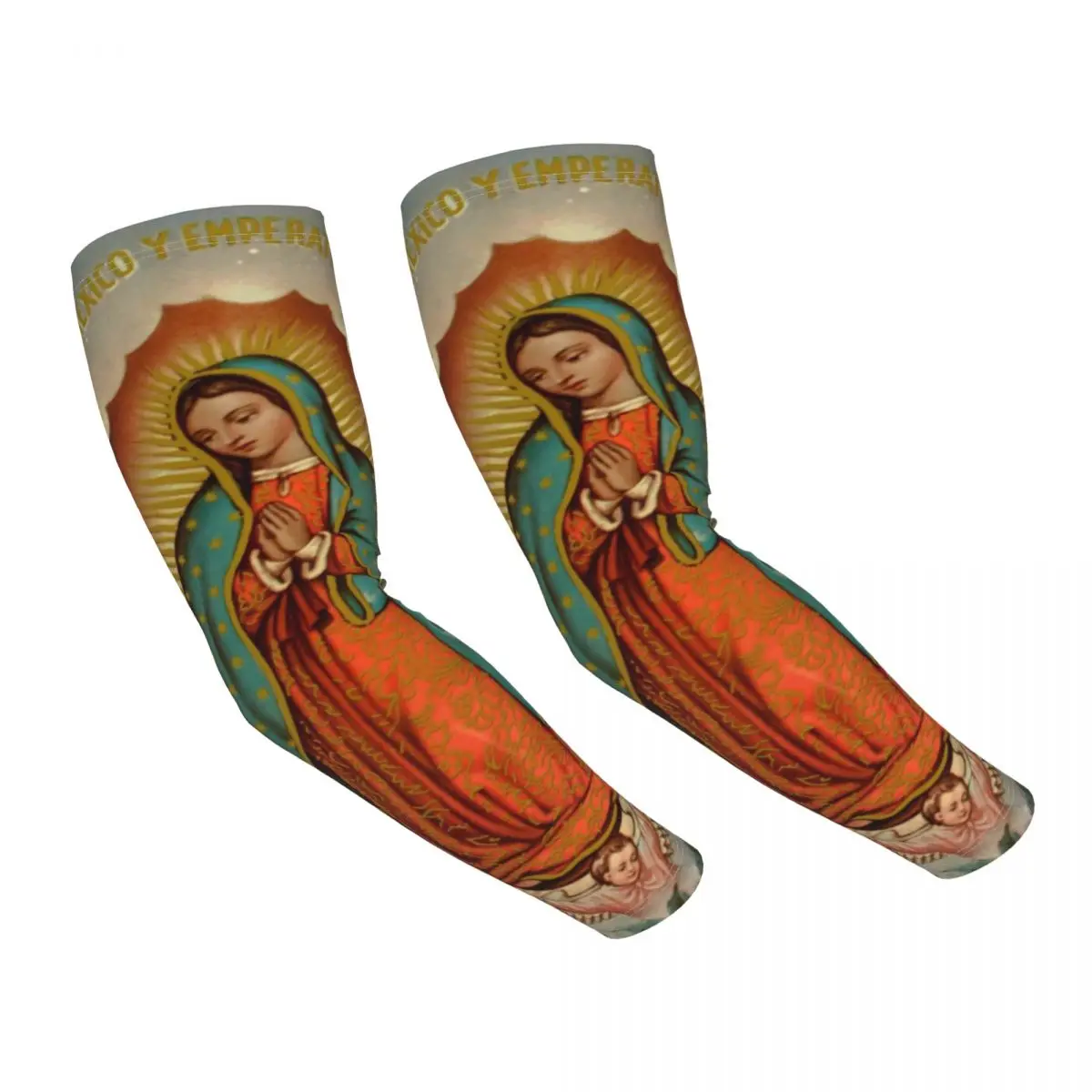 Our Lady Of Guadalupe Cooling Arm Sleeves for Men Women Catholic Virgin Mary Sports Running Tattoo Cover Up