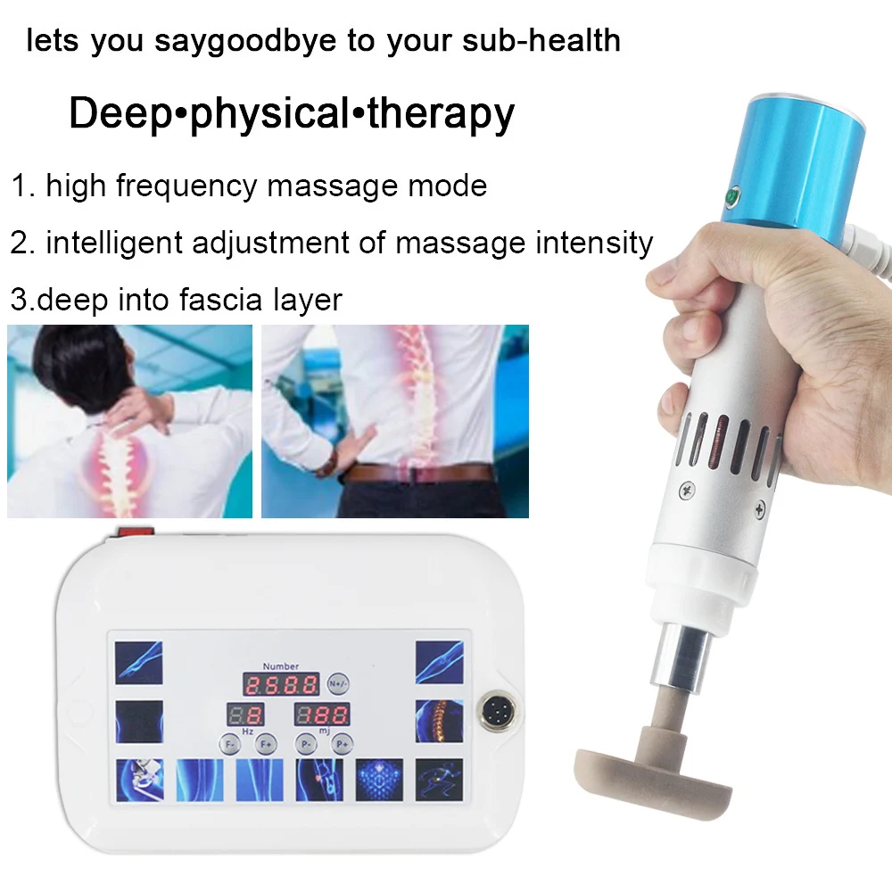 Shockwave Therapy Machine 2In1 Chiropractic Adjustment Tool Spine Corrected Gun Deep Body Massage Physiotherapy Pain Relief