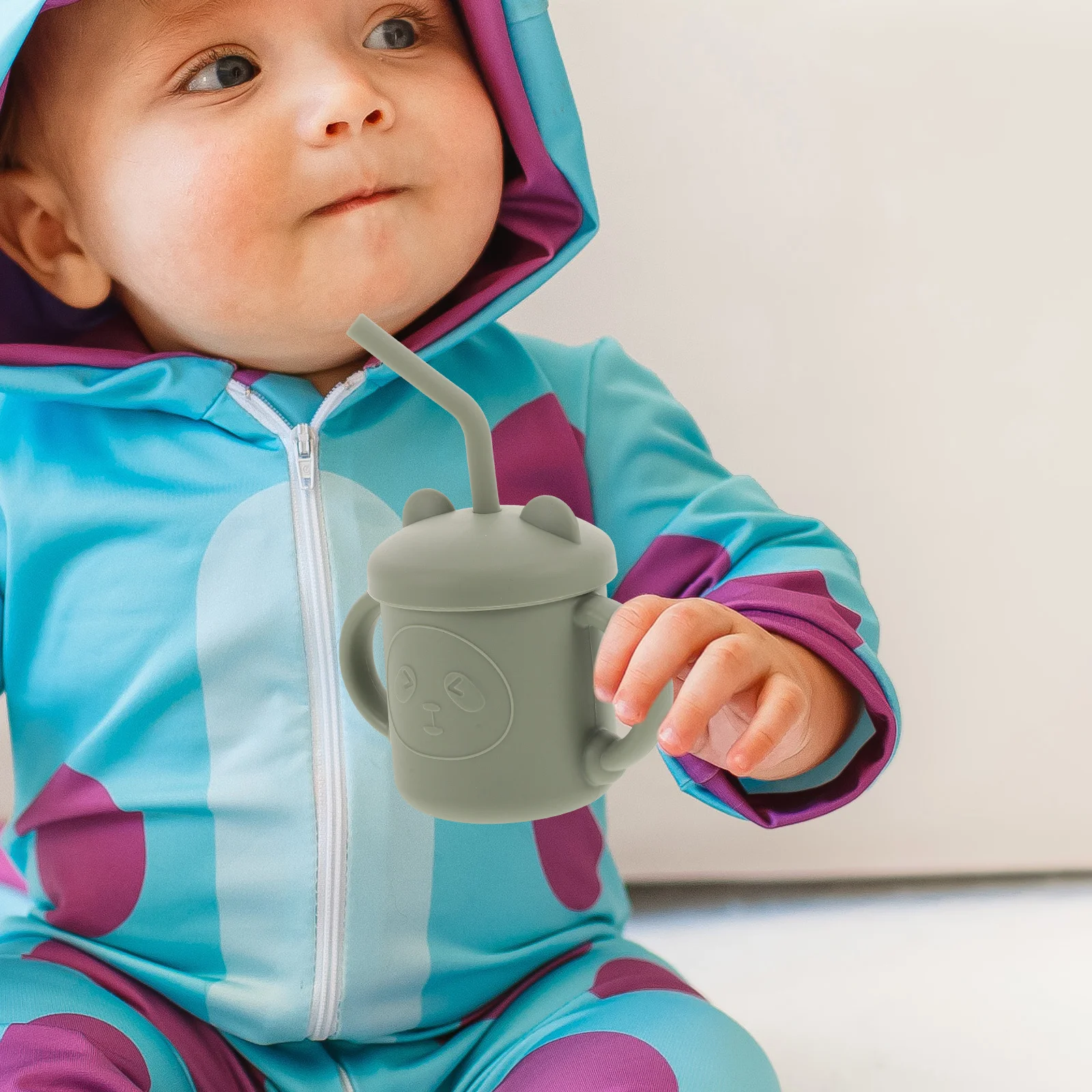 

Silicone Baby Training Cup Ergonomic Handles Spillproof Lid Straw Lightweight Toddler Drinking Cup Silicone Training Cups