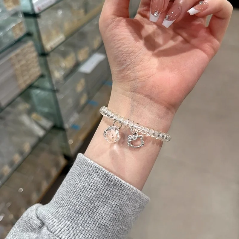 Tali ponsel elastis KT transparan kompatibel dengan tali iWatch 38mm 40mm 41mm 42mm 44mm 45mm 49mm tali buatan tangan yang modis.