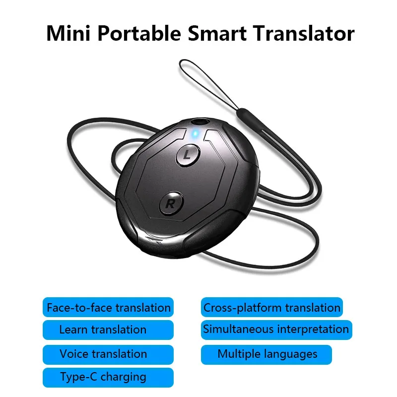 Portable Smart Translator Multi-Language Simultaneous Interpretation and Real-Time Language Voice Translator with Neck Strap